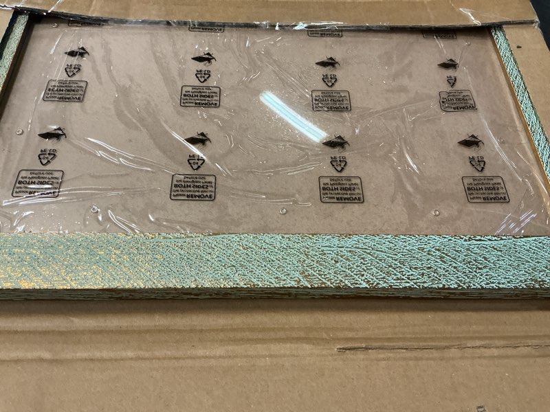 Condition photo showing As Is for 16x16 Frame, Vintage 16 x 16 Picture Frame Plexiglass Glass for Wall Display, Square Rustic 16x16 Photo Frame Large, Antique Gold Green Collage Gallery Wall Picture Frames, Widen Border Gold 16x16