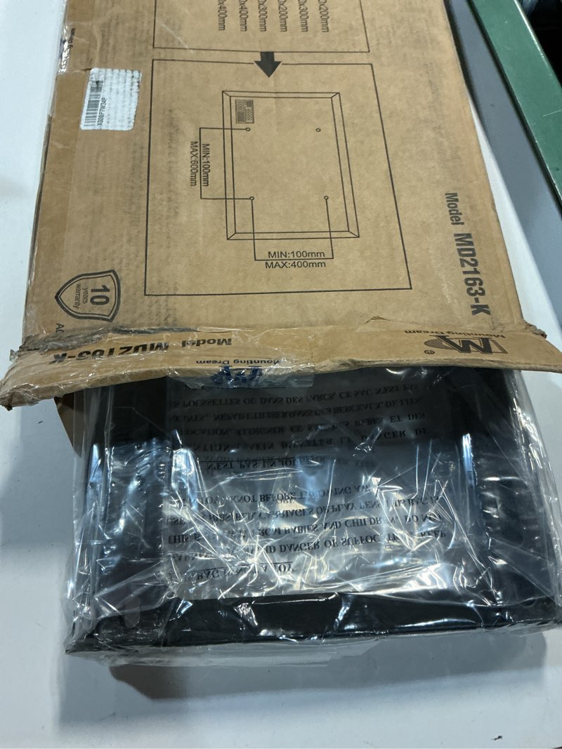 Condition photo showing New/Like New for mounting dream tv mount fixed for most 42-84 inch flat screen tvs, ul listed tv wall mount bracket up to vesa 600 x 400mm and 132 lbs - fits 16"/18"/24" studs - low profile and space saving md2163-k for 42"-84" tv