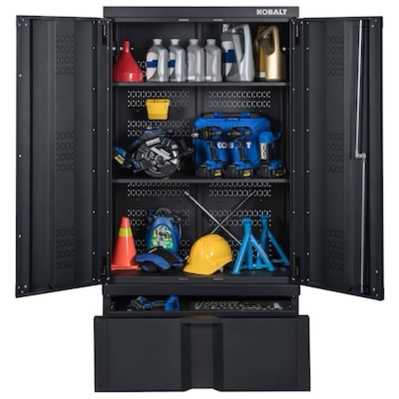 kobalt 36-in w x 72-in h x 18.5-in d freestanding steel garage cabinet in black