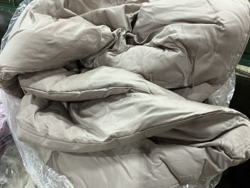 Condition photo showing As Is for all-season luxe goose down comforter, full/queen, grey