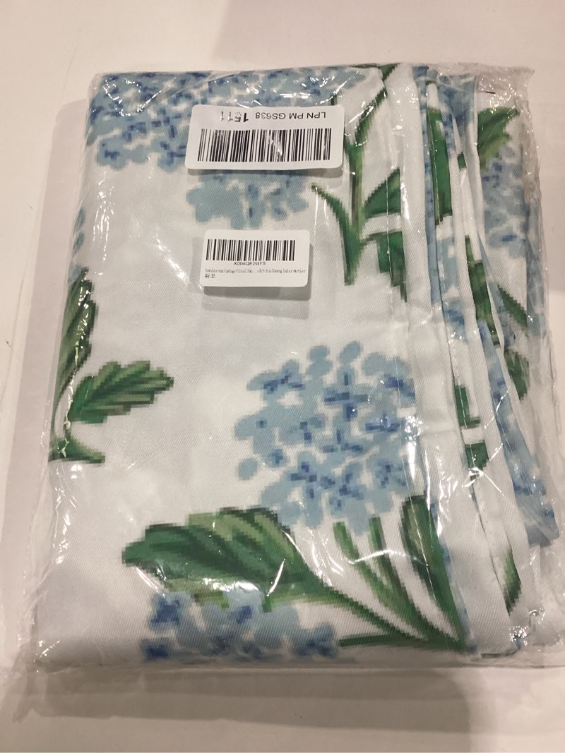 Condition photo showing New/Like New for vintage floral tablecloth rectangle 60 x 120 inch, blue green hydrangea flower decor tablecloths tablecloths polyester seasonal table cloth for parties kitchen dining indoor outdoor 60" x 120" (rectangular) hydrangea
