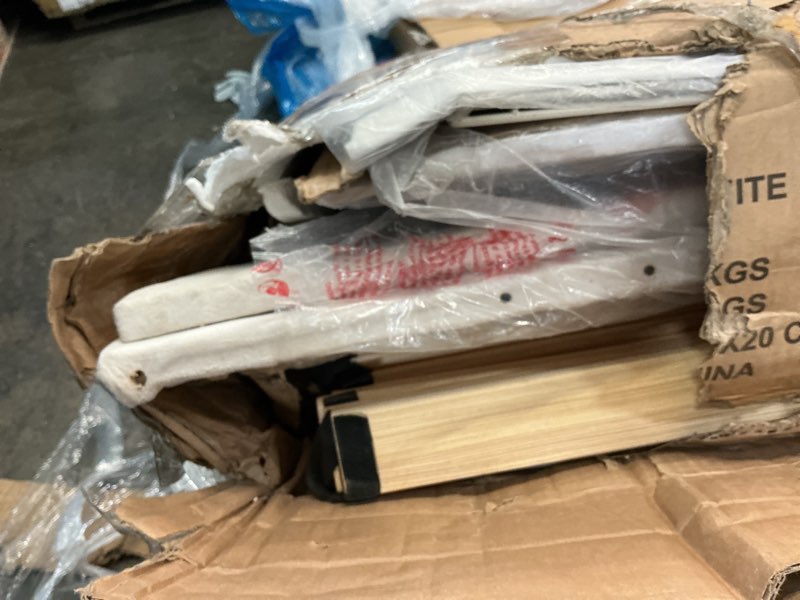 Condition photo showing As Is for (incomplete)twin size bed frame with led storage headboard & 2 storage drawers, velvet upholstered bed with vertical tufted headboard design, usb & type-c charging ports, wooden slats support, noise-free, beige beige twin