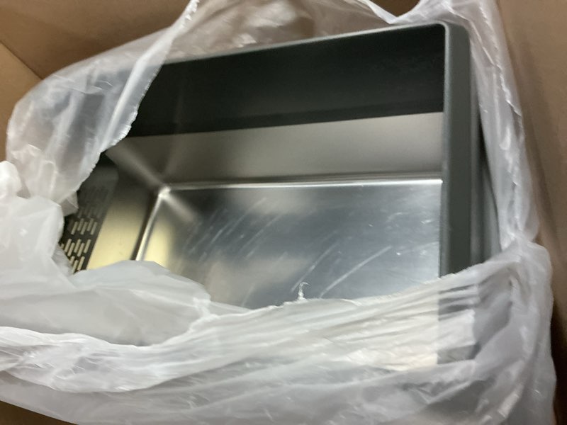 Condition photo showing As Is for woofigo enclosed stainless steel cat litter box with lid, xl extra large litter box for big cats, metal litter pan high sided, never absorbs odors, anti-urine leakage, easy cleaning, include scoop 5 - dark gray (pack of 1)