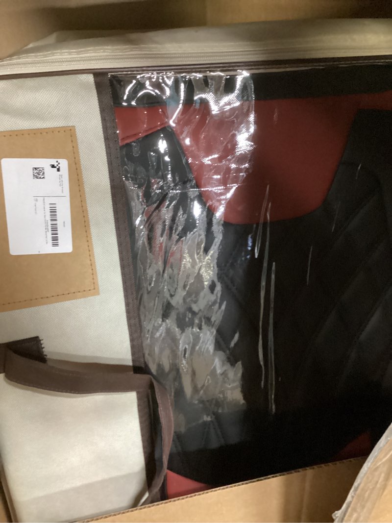 Condition photo showing Good Condition for freesoo black red car seat covers full set - faux nappa leather seat covers for cars, breathable waterproof front seats with lumbar support and rear seat cover, fit for automotive sedans suvs pickups black-red full set - 5 seats