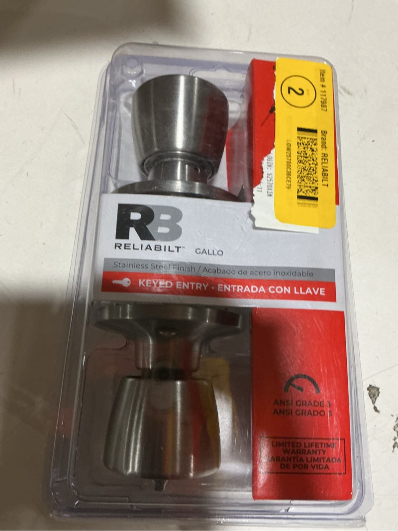 Condition photo showing Good Condition for (Similar to) Door Knob Cylindrical Lock Entrance Function Keyed Entry & Lock Satin Stainless Steel Finish LH5304OB -US32D UL Certified ANSI/BHMA Grade 2 Commercial Door Knob for Heavy Duty Use