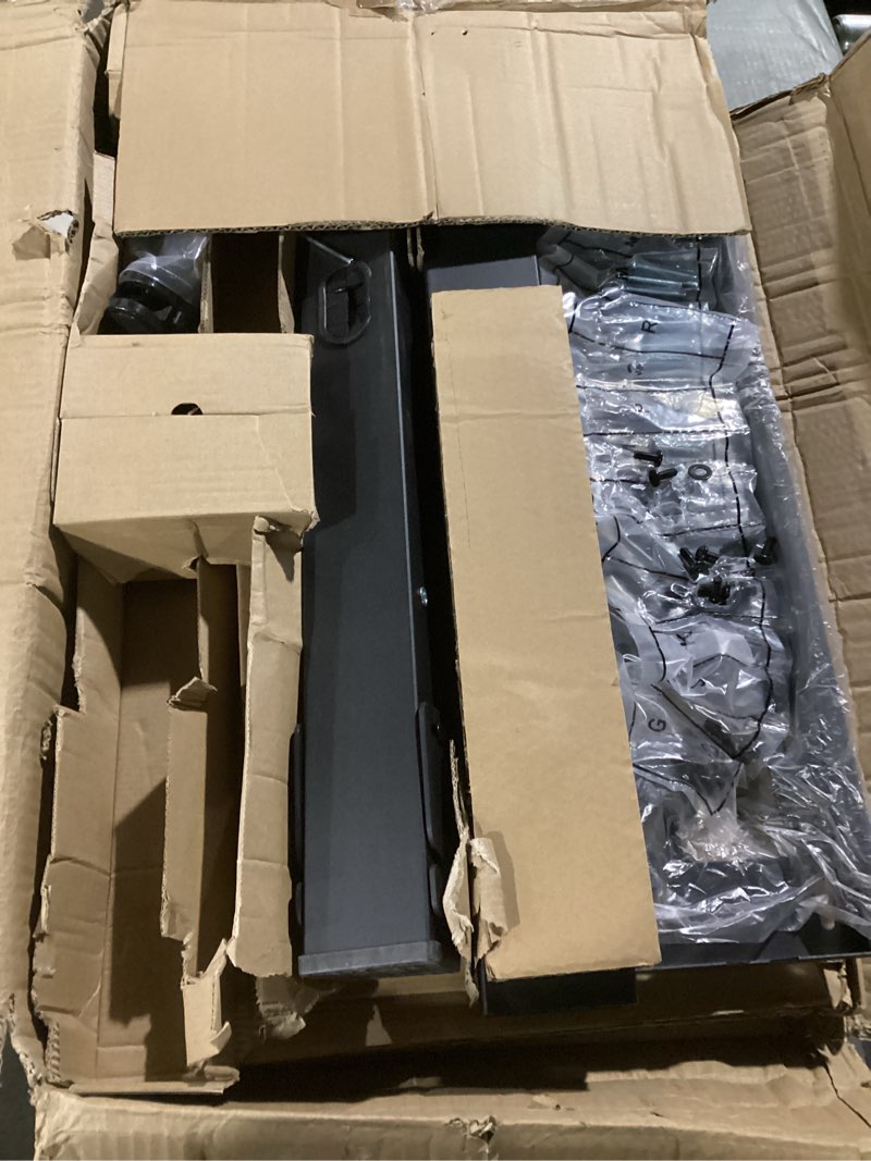 Condition photo showing Good Condition for steel base rolling tv stand for 32-75 inch tvs up to 110 lbs, leveling & tilt & swivel mobile tv stand with hidden wire management, height adjustable portable tv stand with steel shelf, black 32"-75" black