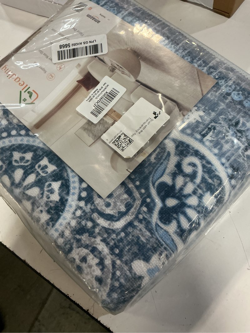 Condition photo showing Good Condition for ileading boho kitchen rugs sets 3 piece with runner floral kitchen floor mat carpet farmhouse kitchen rugs and mats non skid washable runner rug for kitchen floor office sink laundry, blue blue-flower 20"x32"+20"x48"+20"x59"