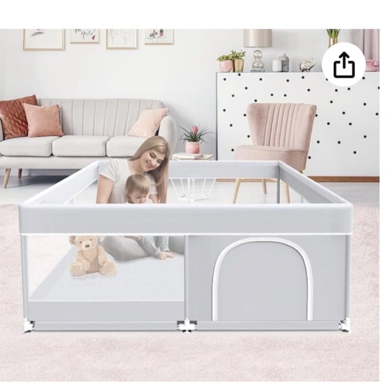 baby playpen, baby playard for babies and toddlers, baby fence play pens for indoor & outdoor, sturdy safety play yard with soft breathable mesh, anti-fall, grey 