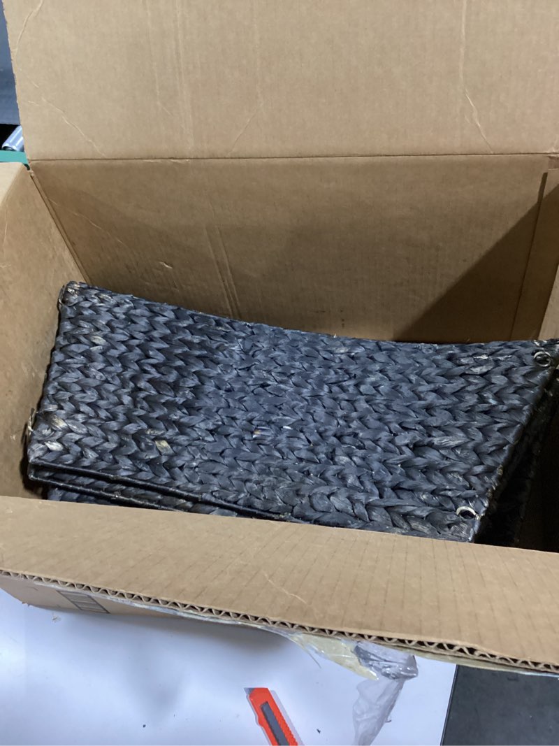 Condition photo showing As Is for 42in Christmas Tree Collar, Christmas Tree Ring Adjustable Water Hyacinth Skirt, Christmas Tree Skirt for Decoration, Base Protection from Pets (Black)