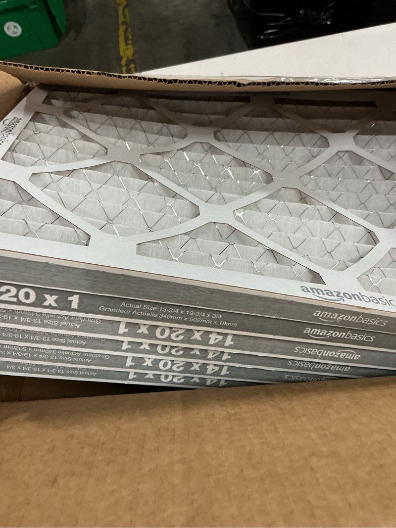 Condition photo showing New/Like New for amazon basics 14x20x1 air filter, merv 8 ac furnace filters, allergy control, electrostatic, removes dust pollen and lint, 6-pack (actual size: 13.75" x 19.75" x 0.75") 14x20x1 merv 8