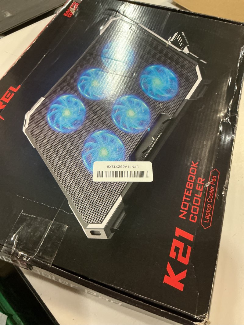 Condition photo showing Good Condition for ICE COOREL Laptop Cooling Pad with 6 Cooling Fans, Cooling Pad for Laptop Fan 13-15.6 Inch, Laptop Cooler Stand with 6 Height Adjustable, Notebook Cooler Pad with Two USB Port 6 Fans Blue