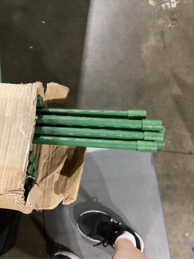 Condition photo showing As Is for feed garden garden stakes 36 inch 3ft 25 pack, sturdy plant metal sticks support, plastic coated plant stakes, tomato stakes, beans, trees 1 36inch
