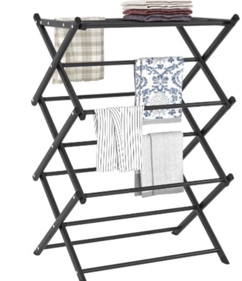 household indoor folding clothes drying rack, dry laundry and hang clothes,towel rack (black)