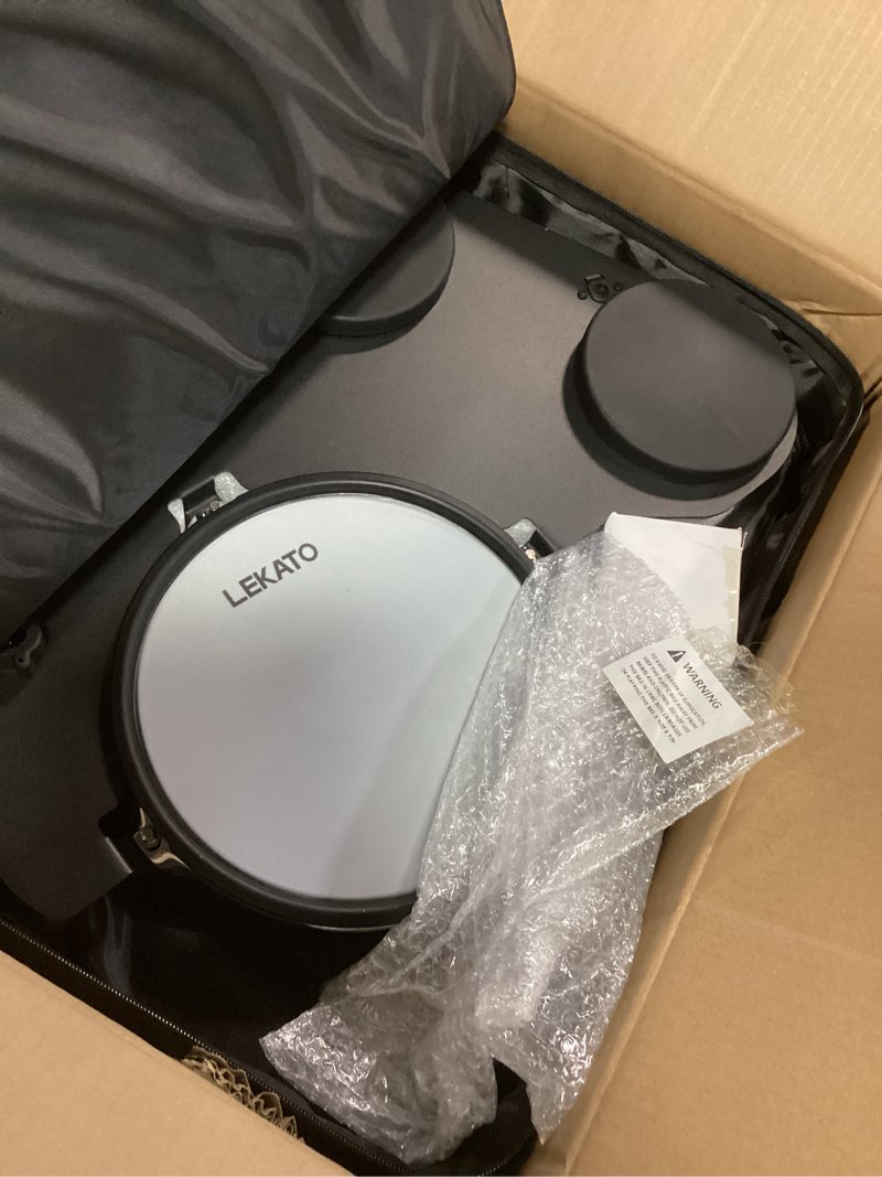 Condition photo showing Good Condition for LEKATO Electronic Drum Set, Portable Electric Drum Set for Beginner with Quiet Mesh Snare Drum Pads, 220+ Sounds, USB MIDI, 2 Switch Pedal, Electric Drum Kit with Sticks, Travel Bag