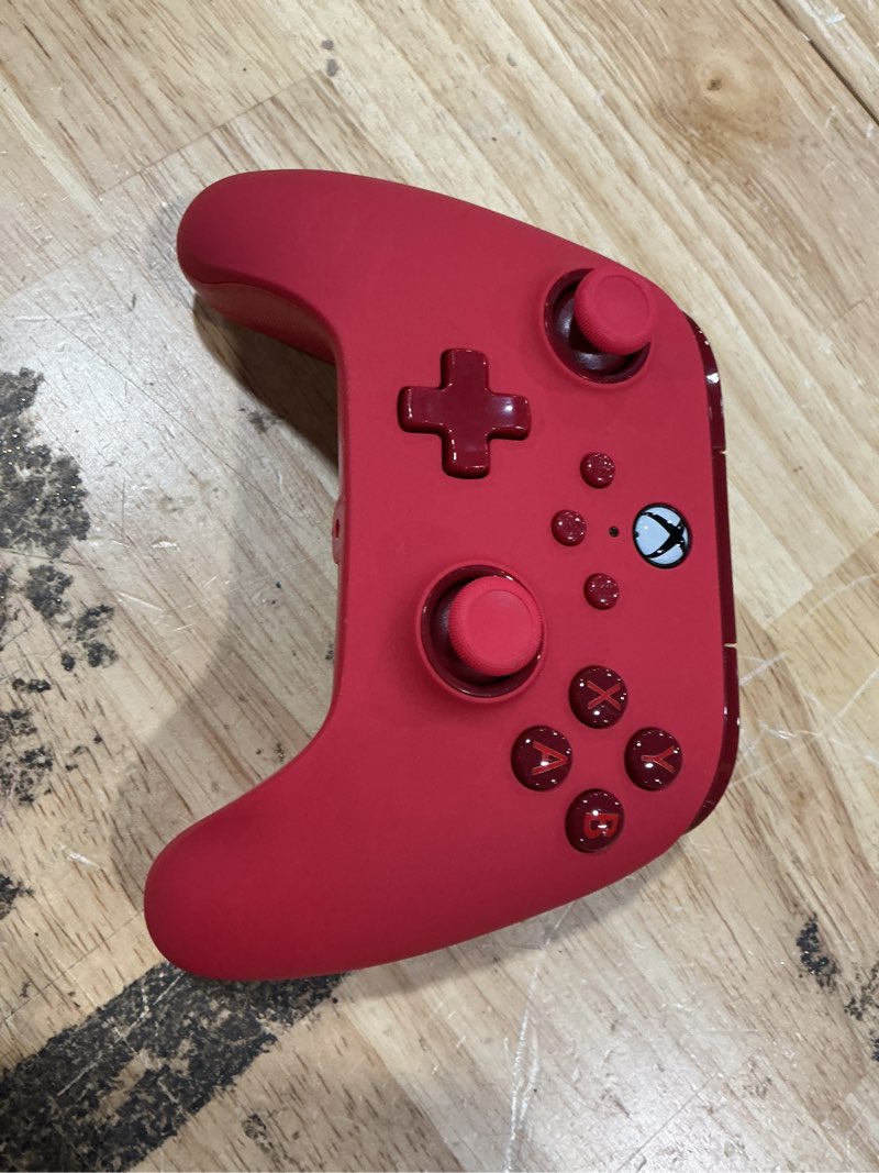 Condition photo showing As Is for powera advantage wired controller for xbox series x|s - red, xbox controller with detachable 10ft usb-c cable, mappable buttons, trigger locks and rumble motors, officially licensed for xbox red advantage