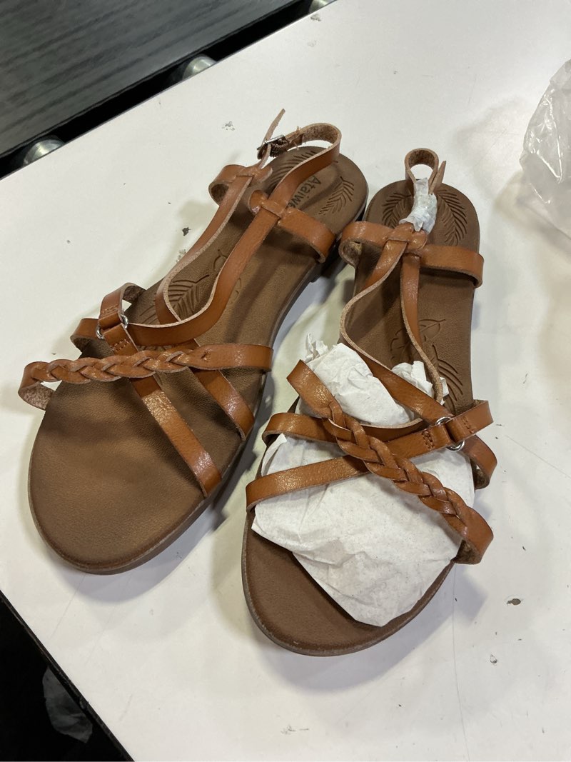 Condition photo showing Good Condition for ataiwee women's flat slide sandals - fashion adjustable cross strappy braided flat summer shoes. 11