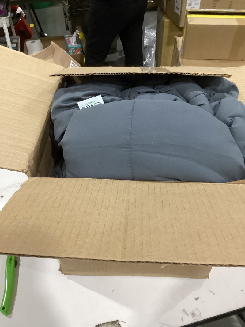 Condition photo showing Good Condition for love's cabin full comforter set soot grey, 7 pieces full bed in a bag, all season bedding sets with 1 comforter, 1 flat sheet, 1 fitted sheet, 2 pillowcase and 2 pillow sham | soft, breathable, lightweight, comfortable full soot grey