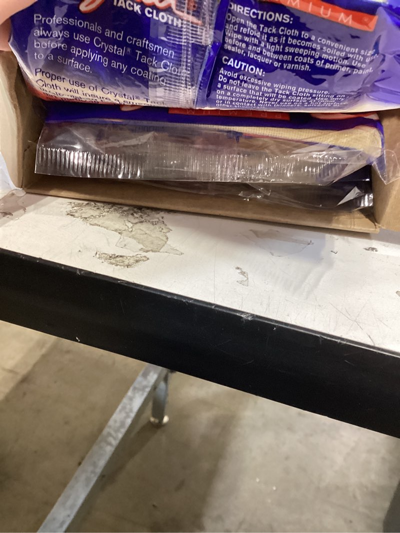 Condition photo showing New/Like New for premium tack cloths, bond crystal brand 18" x 36" 12 cloths per box