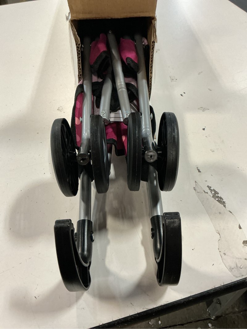 Condition photo showing Good Condition for Bayer: Buggy Umbrella Stroller - Hot Pink & White Polka Dots - Accessory for Dolls Up to 18", Foldable Design, Seat Belt, Kids Toy Age 3+