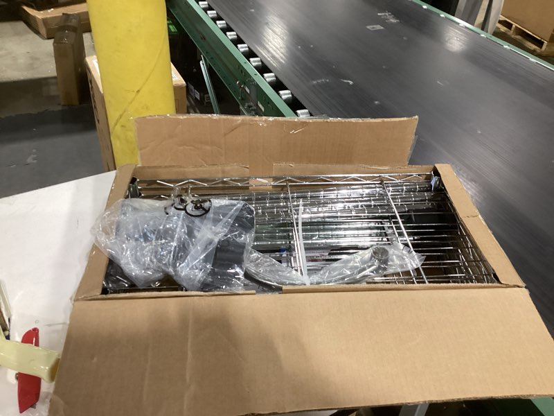 Condition photo showing Good Condition for Metal Storage Shelves 5 Tier with Wheels, 1100 LBS Adjustable Wire Shelving Rack Shelves Units with Side Handle for Hanging, Rolling Shelf Organizer for Kitchen Garage, 11.8" W x 23.6" D x 61"H,Silver 11.8" W x 23.6" D x 61"H(5-Tier)