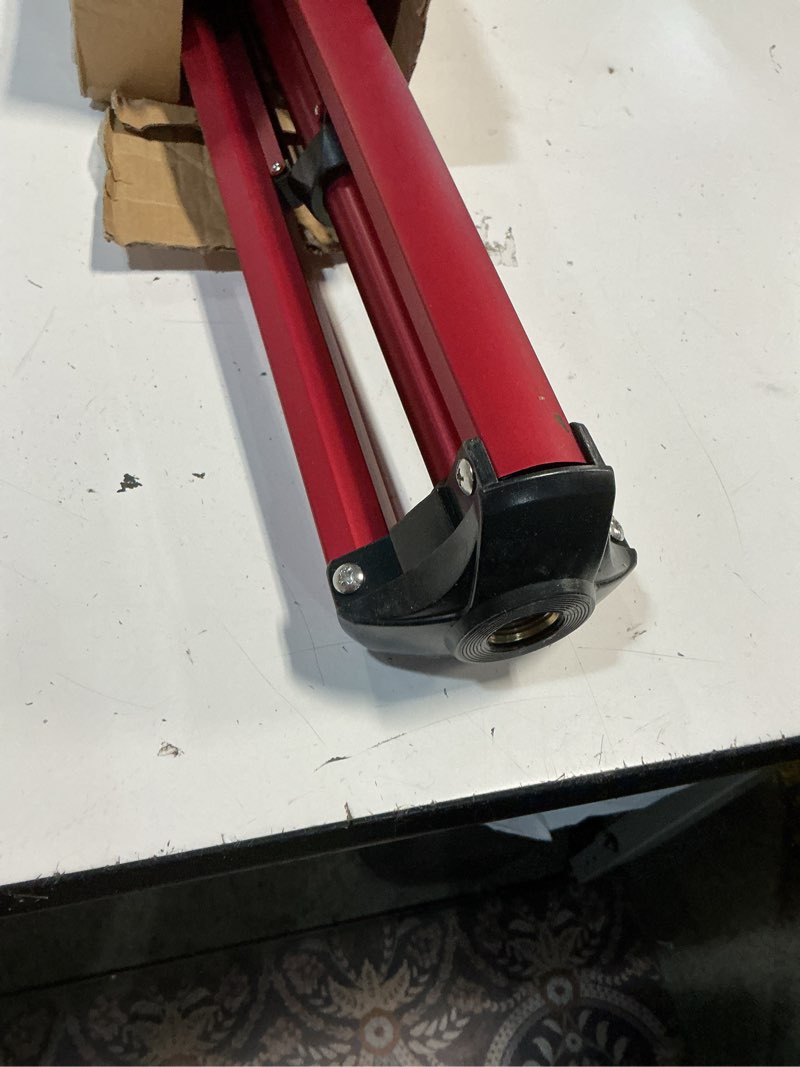 Condition photo showing Good Condition for chapin 4993: heavy duty brass head tripod impact lawn sprinkler, 360 degree coverage for large lawns, golf courses, gardens, adjustable height, gooseneck hose connection, red and black
