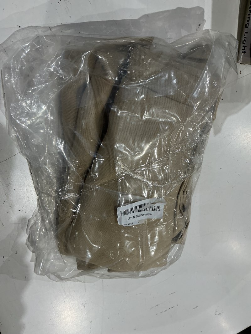 Condition photo showing As Is for simplebrand ava biscotti beige blackout curtains for bedroom 63 inch length 2 panels set, solid thermal insulated energy saving rod pocket window treatment curtains blackout drapes, w40 x l63 inch biscotti beige 40"w x 63"l (pack of 2)
