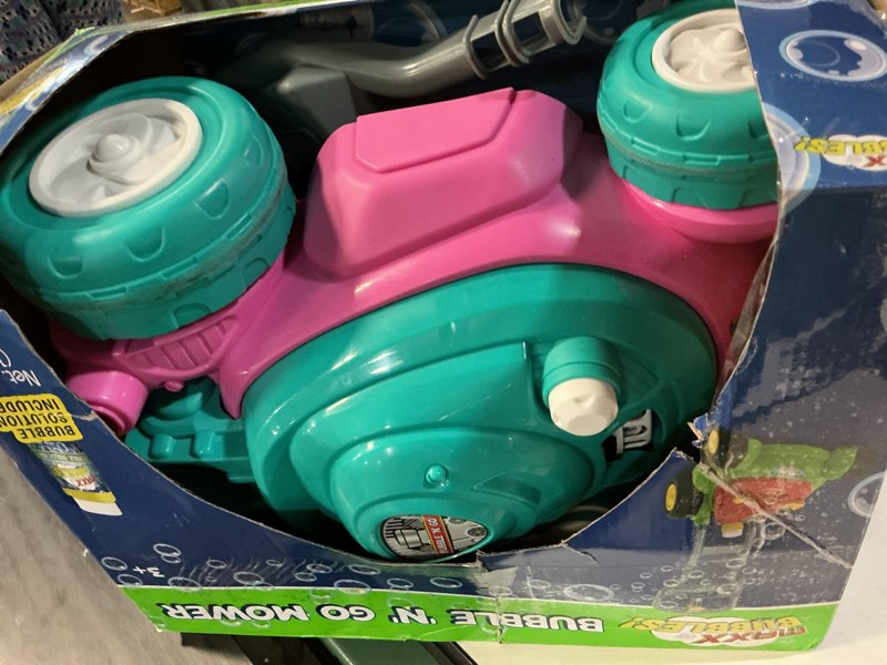 Condition photo showing Good Condition for maxx bubbles deluxe bubble lawn mower - 4 oz - ages 2-3 | pink, plastic construction, no batteries required, realistic mowing sounds, lightweight design, includes solution