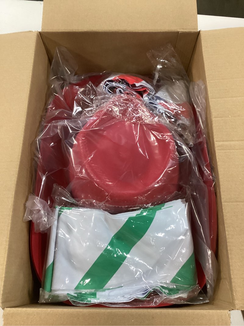 Condition photo showing New/Like New for Xtinmee 12 Pcs Christmas Cowboy Hat 12 Pcs 35" Large Inflatable Candy Canes Santa Claus Cowgirl Hat Candy Canes Balloons Xmas Adults Unisex Xmas Cap for Christmas Costume Party Supplies Decorations