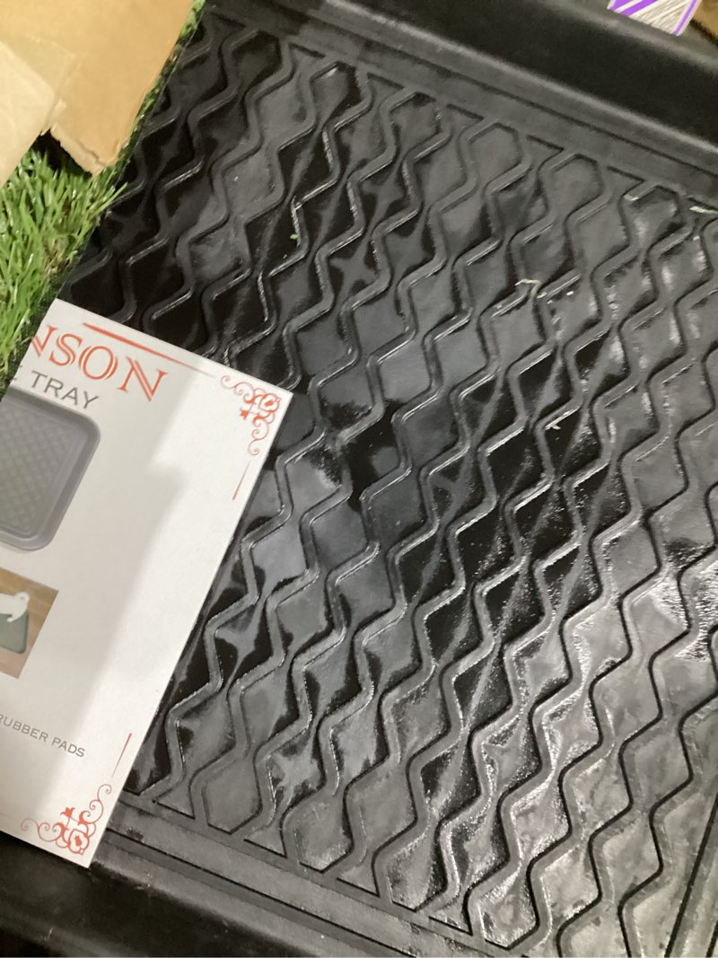 Condition photo showing As Is for ottomanson multipurpose all season boot tray mat, reusable pee pad for dogs, 15" x 30" black 1'3" x 2'6" (tray)