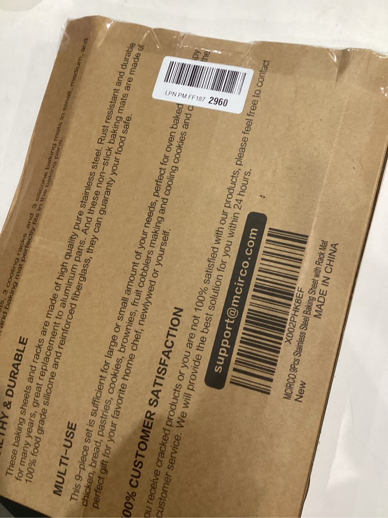 Condition photo showing Good Condition for Stainless Steel Baking Sheet Tray Cooling Rack with Silicone Baking Mat Set, Cookie Pan with Cooling Rack, Set of 9 (3 Sheets + 3 Racks + 3 Mats), 10/12/16 Inch, Easy Clean 9pcs