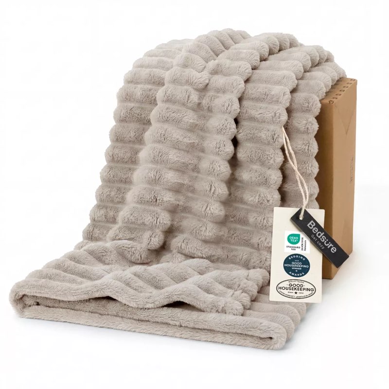 bedsure linen throw blanket - gentlesoft lightweight fleece, summer comforter alternative for couch