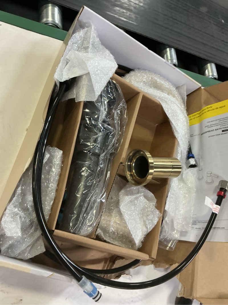 Condition photo showing As Is for  allen + roth Harlow Simplefit Brushed Gold Widespread 2-handle WaterSense Mid-arc