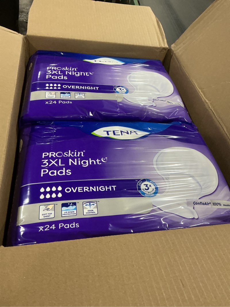 Condition photo showing New/Like New for tena proskin 3xl overnight incontinence pads for women and men, 48 count xxxl xxxl