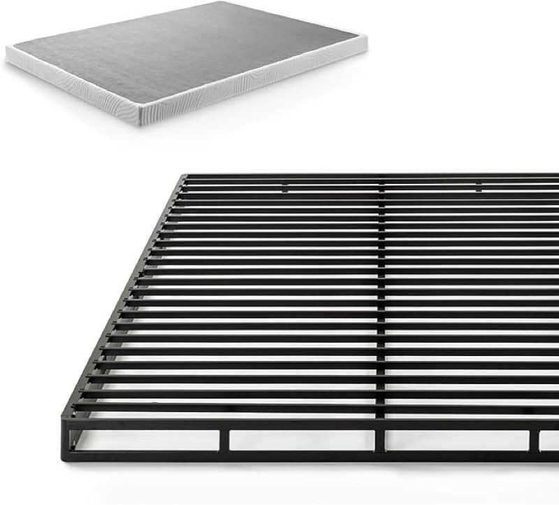 ZINUS Quick Lock Metal Smart Box Spring, 4 Inch Mattress Foundation, Strong Metal Structure, Easy Assembly, Full, White(Missing Mattress)