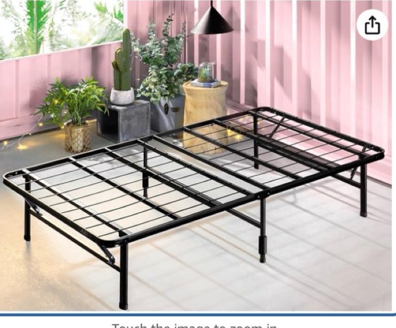 zinus smartbase tool-free assembly mattress foundation, 14 inch metal platform bed frame, no box spring needed, sturdy steel frame, underbed storage, black, twin