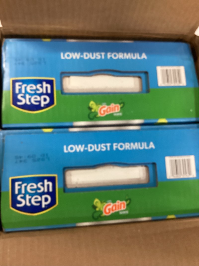 Condition photo showing New/Like New for Fresh Step Advanced Clumping Litter with Febreze Freshness with Gain Scent, Fights Odor on Contact, 37 lbs. (2 x 18.5 lb. Box) (Package May Vary)