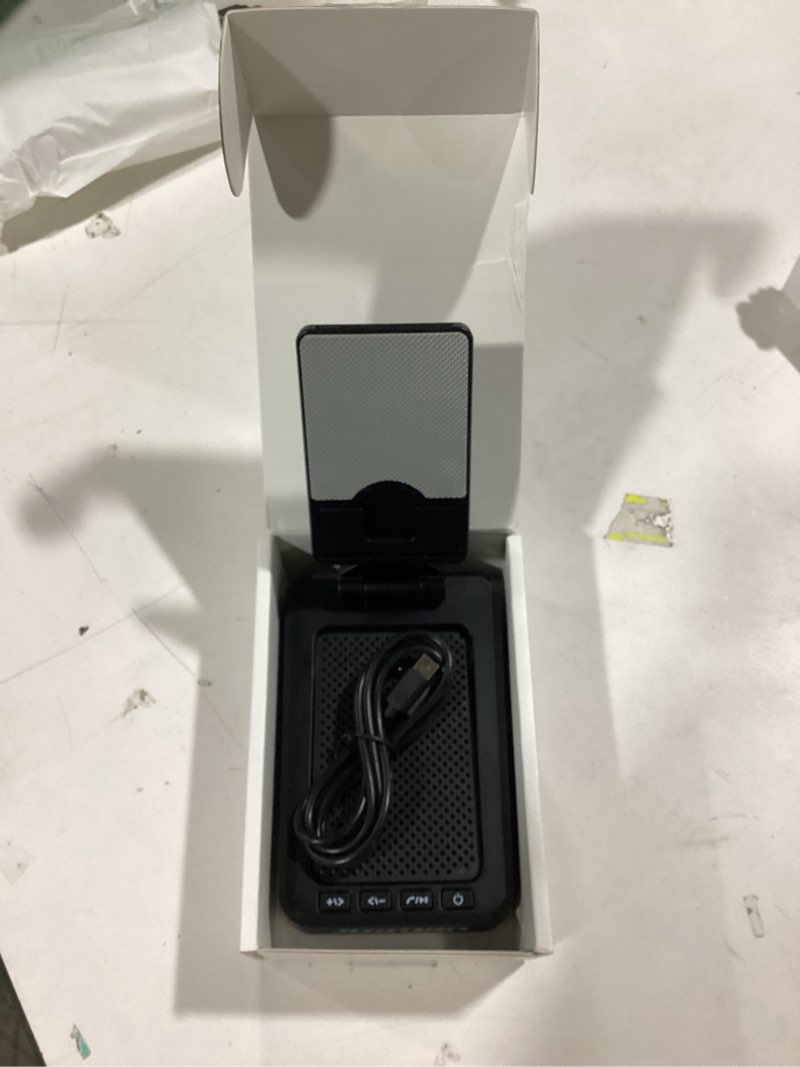 Condition photo showing New/Like New for Cell Phone Stand with Wireless Bluetooth Speaker and Anti-Slip Base HD Surround Sound Perfect for Home and Outdoors with Bluetooth Speaker for Desk Compatible with iPhone/ipad/Samsung Galaxy Black