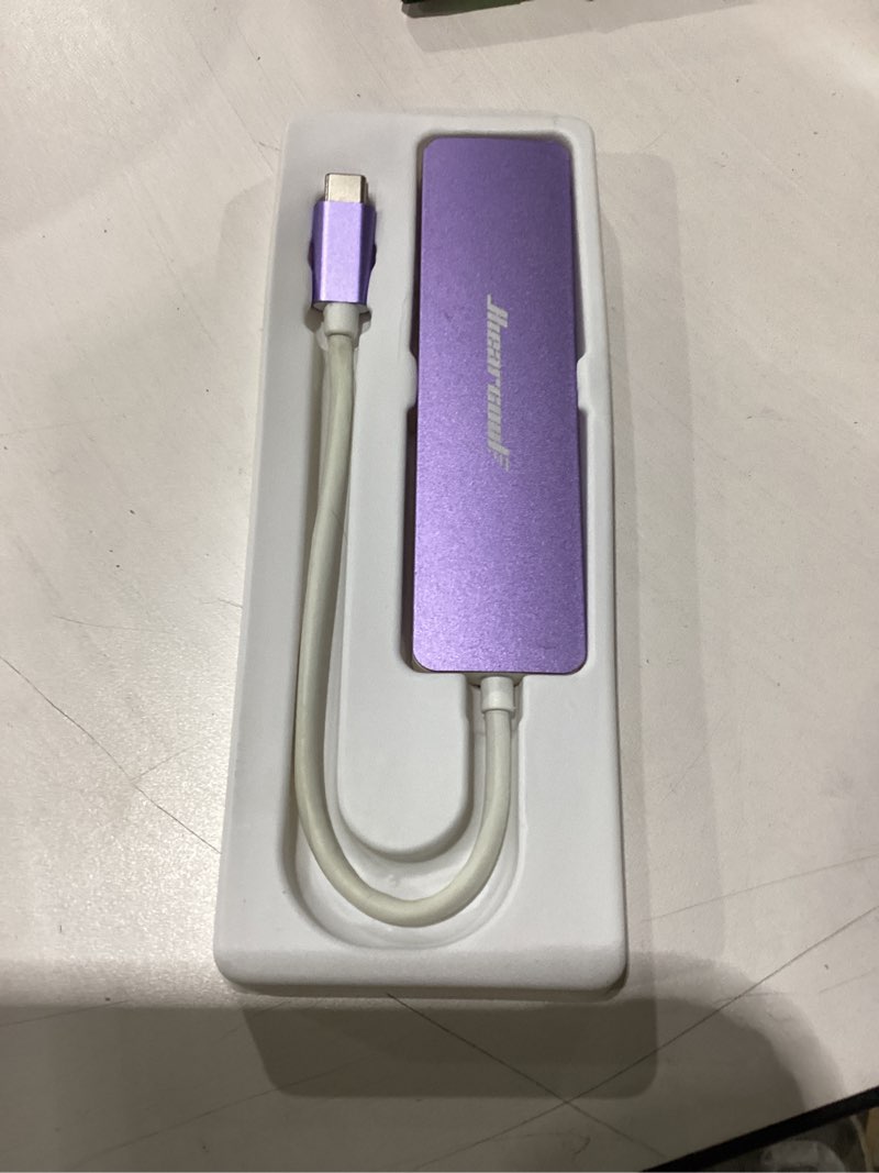 Condition photo showing New/Like New for hiearcool usb c hub, 7-in-1 multi-port adapter, usb-c to 4k hdmi splitter type c dock dongle with 100w power delivery sd/tf card reader compatible for macbook pro/air and more type usbc devices light purple