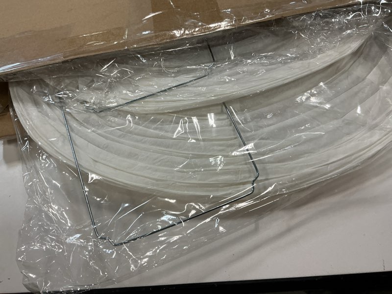 Condition photo showing As Is for 2 Sets Jumbo Paper Lanterns with Lamp Cord Cable White Hanging Paper Lanterns Chinese Japanese Pendant Hanging Lamp for Birthday Wedding Bridal Anniversary Party Decoration (Round,16 Inch) 16 Inch Round