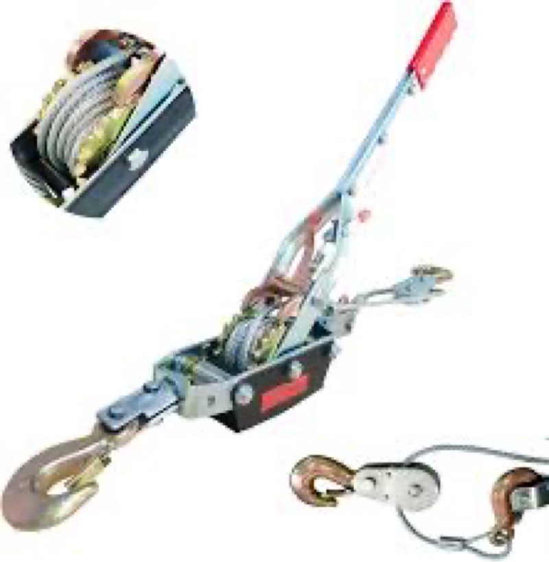 Come Along Winch - 11000 lbs5T Pulling Capacity,12ft Steel Cable,3 Hooks,Dual Gear Power Puller,Automotive Hoist Cable Puller for Vehicle Rescue,Construction,and Farm