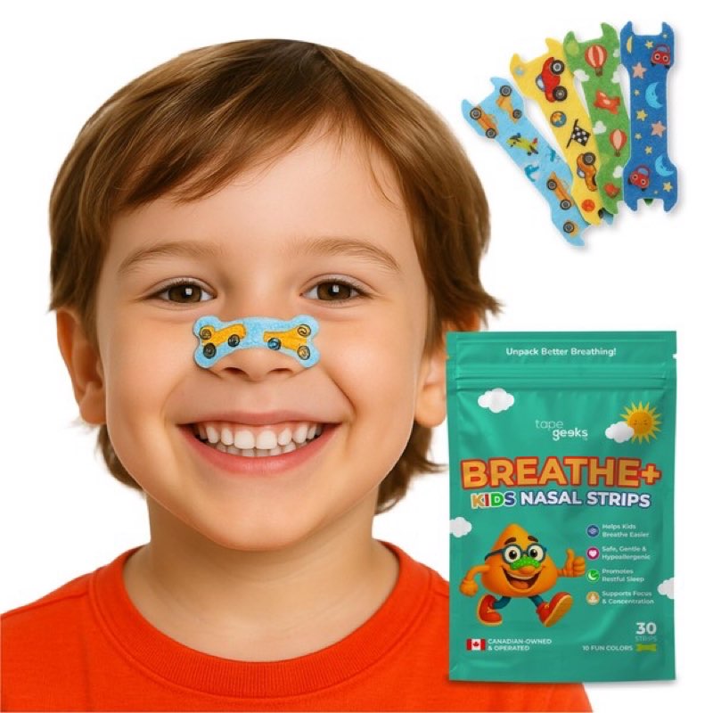 TapeGeeks Nasal Strips for Kids Nose Strips for Breathing Nasal Strip for Reducing Snoring Boys and Girls, Mix Colors