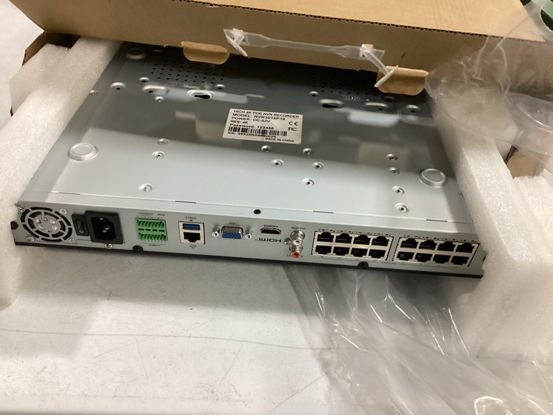 Condition photo showing Good Condition for 16 channel 4k poe network video recorder nvr, 16 port h.265 nvr support 4k/2k/8mp/5mp/3mp/1080p poe camera, remote access, motion alarm, 24/7 recording, smart playback, no hard disk drive 16ch