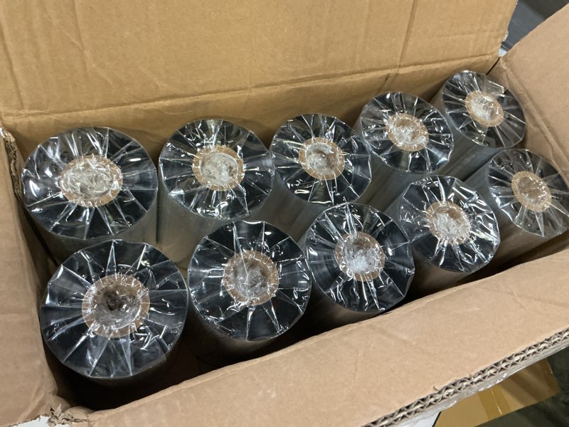 Condition photo showing New/Like New for 10 rolls resin enhanced wax ribbon 4.33" x 1476' – 1" core thermal transfer ribbon for barcode labels, cso-ink outside, compatible with zebra, sato, datamax, tsc, godex, citizen 10 rolls 4.33" x 1476'