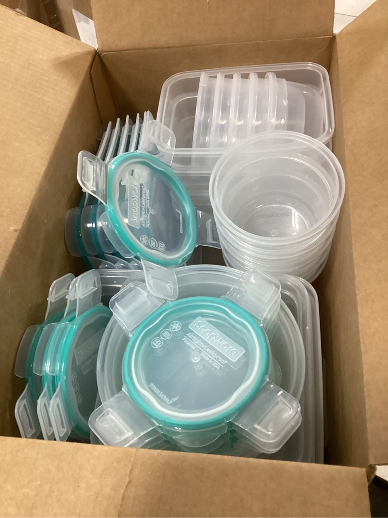 Condition photo showing Good Condition for Snapware Total Solution (21-Pack) Large Plastic Food Storage Containers Set, Meal Prep Containers with BPA-Free Lids & 4 Locking Tabs, Microwave, Dishwasher, and Freezer Safe 21 Pack Mixed Sizes