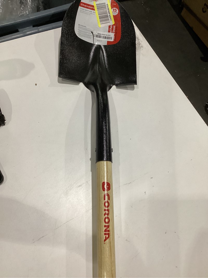 Condition photo showing As Is for corona clipper ss26000 16 gauge steel round point shovel with 48-inch wood handle