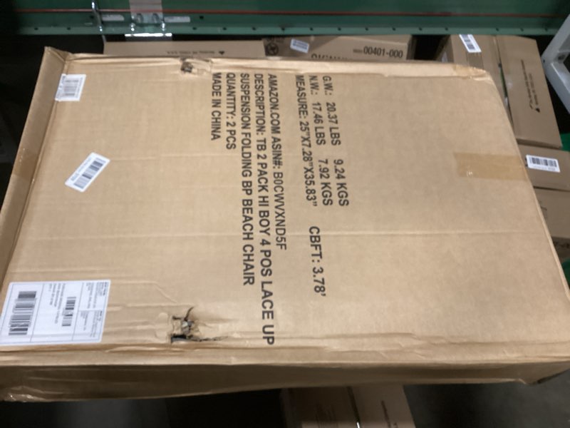 Condition photo showing New/Like New for Tommy Bahama Hi-Boy 17" Seat Height 4-Position Lace-Up Suspension Folding Beach Backpack Chair Logo Stripe 2-Pack