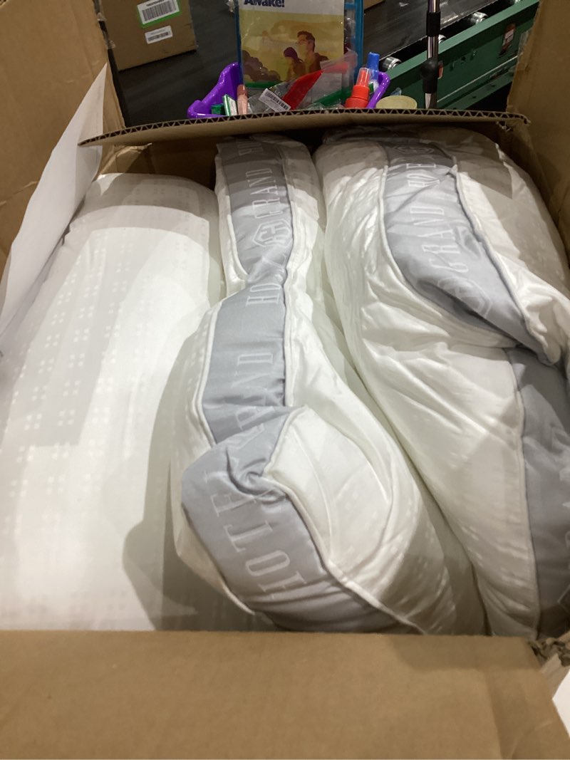 Condition photo showing Good Condition for Hotel Grand Bed Pillows King Size Set of 2, 500 Thread Count Cotton Cover, Down Alternative Hotel Pillow for Side, Back, or Stomach Sleepers, Medium Firm Hypoallergenic 18”x34”