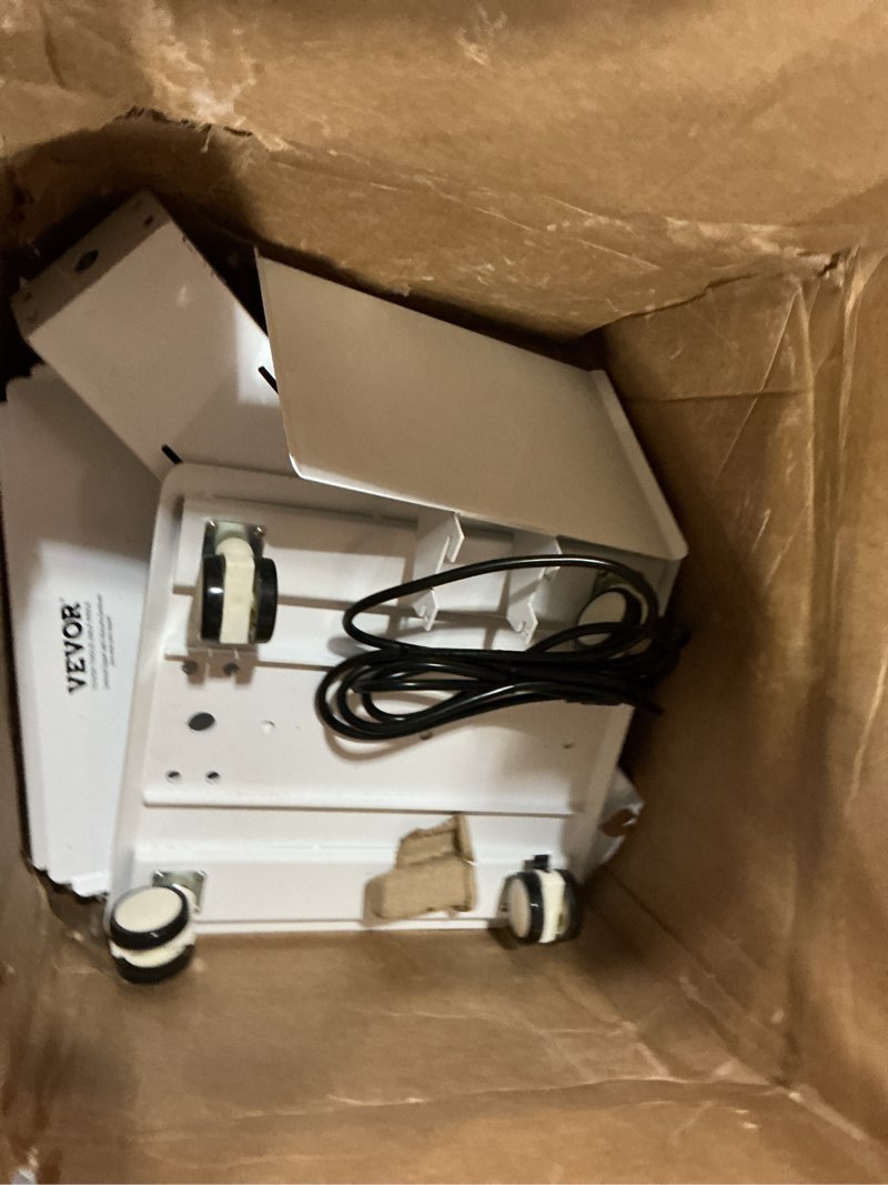Condition photo showing As Is for VEVOR Lab Trolley, Rolling Lab Cart with Built-in Socket, 3-Layer Metal Mobile Trolley, Tray Rolling Clinic Cart with Swivel Wheels, 220 lbs Weight Capacity, for Lab, Clinic, Beauty and Salon 20.08"L x 29.21"W x 16.02"H