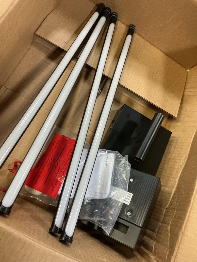 Condition photo showing As Is for wall sconces set of two with remote control, 39.4 in dimmable black battery operated wall lights, 350° ratation 3000k-6000k led wireless rechargeable sconce for bathroom, living room, bedroom black 39.4in(2 pack)