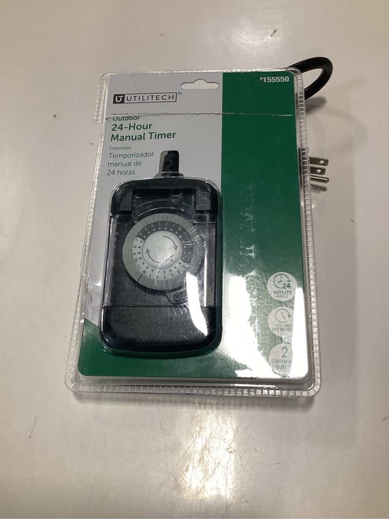 Condition photo showing As Is for Utilitech 15-Amps 125-Volt 2-Outlet Plug-in Countdown Indoor or Outdoor Lighting Timer